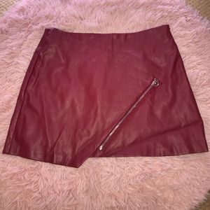 Red Zara leather skirt
